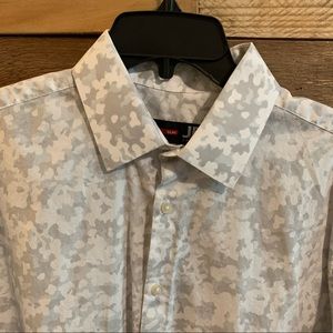 J. Ferrar White Camo Button Down -Large Slim Fit